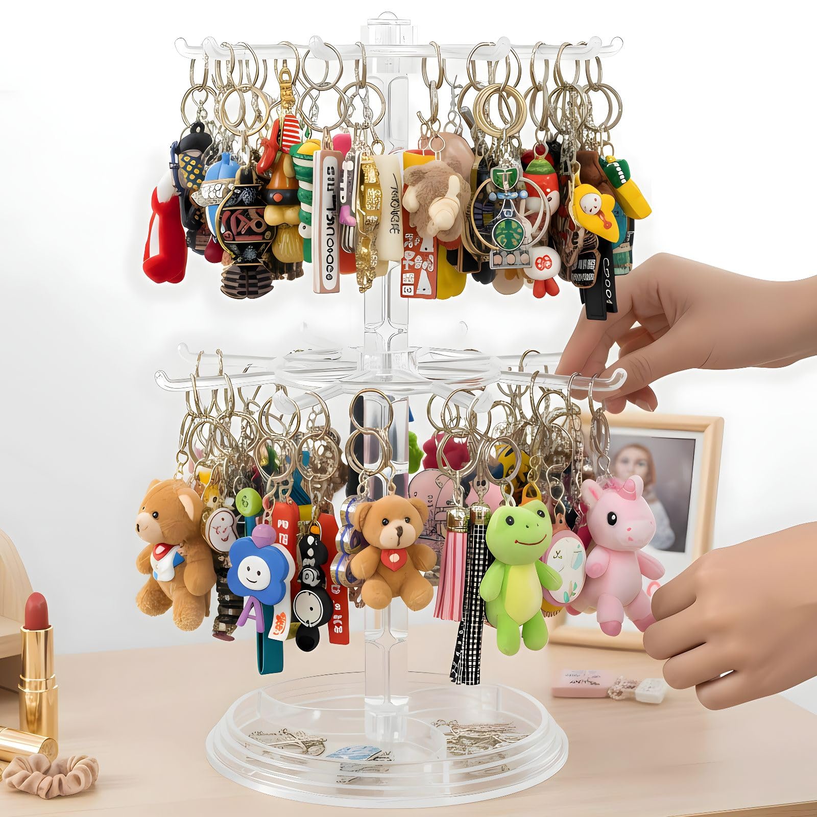 Amazon｜Leap Raupe キーホルダースタンド 収納 【360度回転式・2段